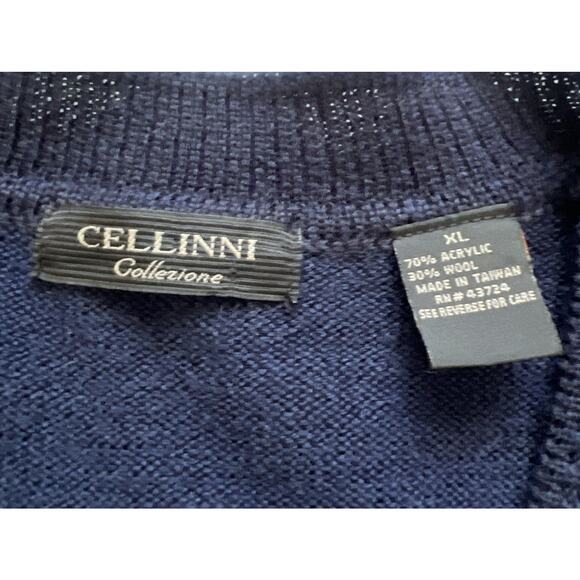 Cellinni Collezione Cardigan Sweater Men XL Blue Wool Blend Button Front Grandpa - Picture 3 of 9